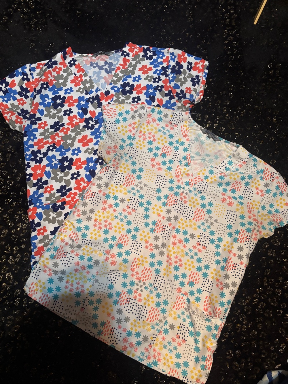 Lot of 2 Patterned Scrub Tops